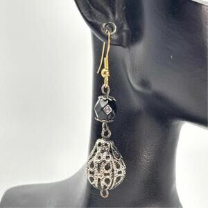 Vintage Silver & Black Drop Earrings